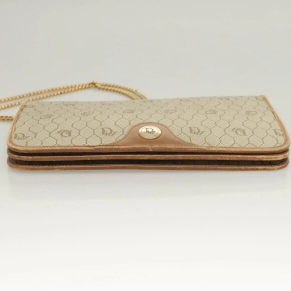 Christian Dior Honeycomb Canvas Chain Shoulder Bag PVC Beige Gold Auth ti3242 - Picture 6 of 16
